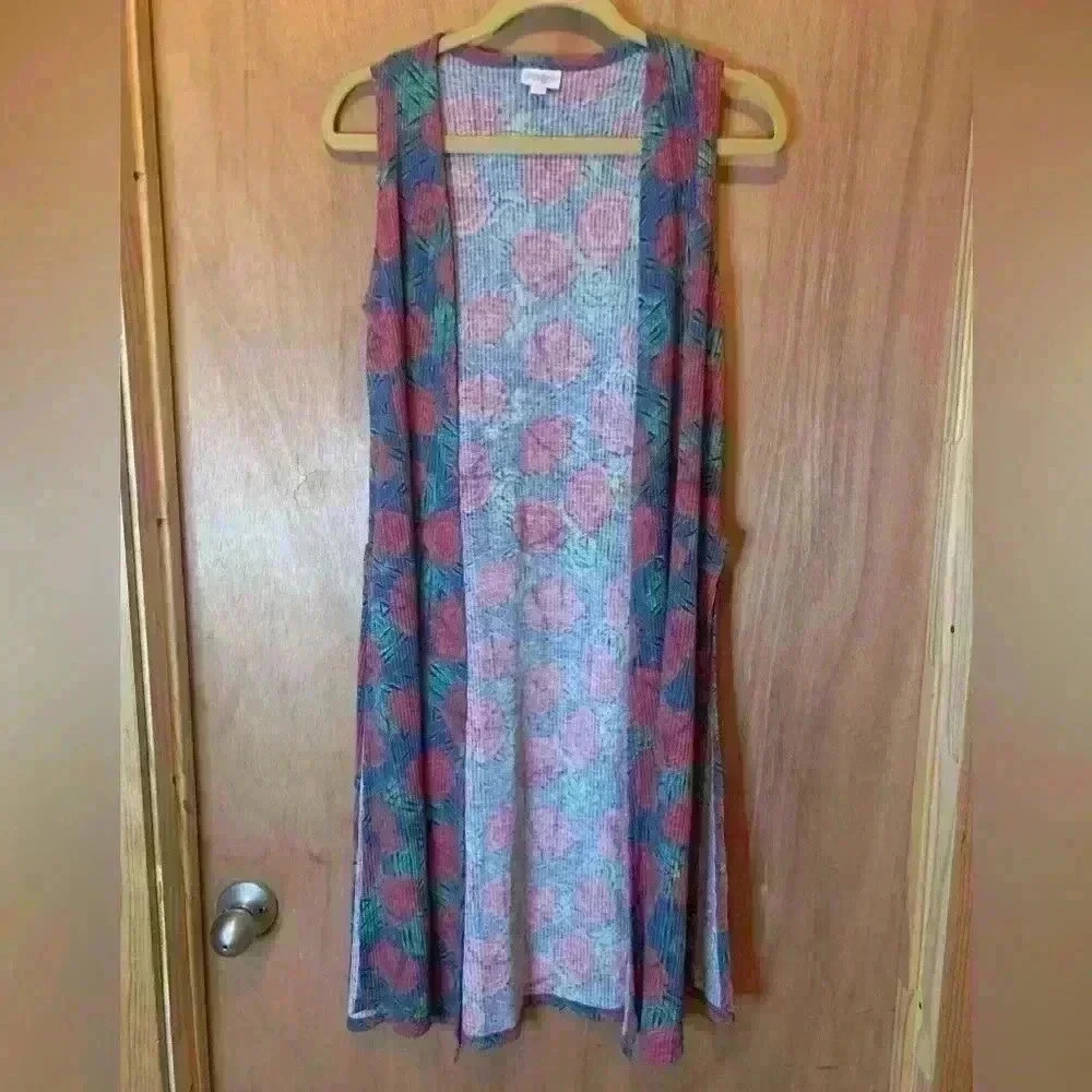 Lularoe Women’s Size  XS Sleevless Open Front Floral Print Vest